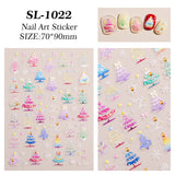 Winter Christmas Tree Nail Art Sticker 5D Embossed Three-dimensional Adhesive Christmas Ornament Nail Sticker SL