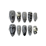 Kulomi sweet and cool manicure full of diamonds, love row diamonds, zircon super flash metal astringent finger | 365nails