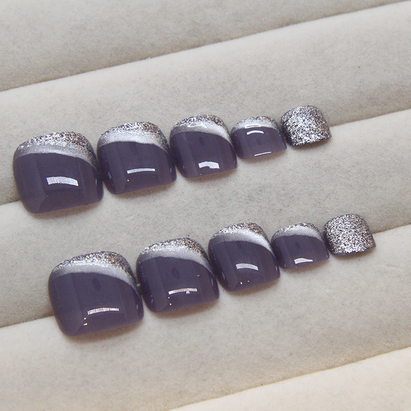 Cat eye Fine Flash  press-on nails Fine Flash Removable Toe Press-on toenails   24 pieces｜365nails