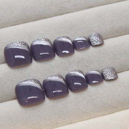 Cat eye Fine Flash  press-on nails Fine Flash Removable Toe Press-on toenails   24 pieces｜365nails