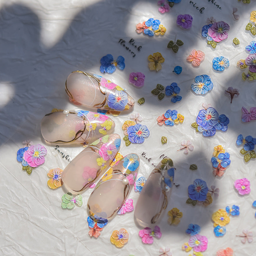 365nails: 水彩三色堇花 – 美甲貼紙