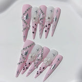 Pink Star Crystal Y2K Press On Nail Set