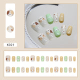 Unhas infantis gatinho fofo três flores peixe curto nail art 30 comprimidos ｜ 365nails