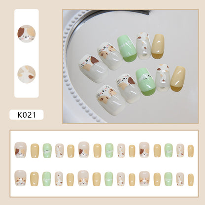 kids nails  Cute Kitten Three Flowers  Short Fish Nail Art 30 Tablets｜365nails