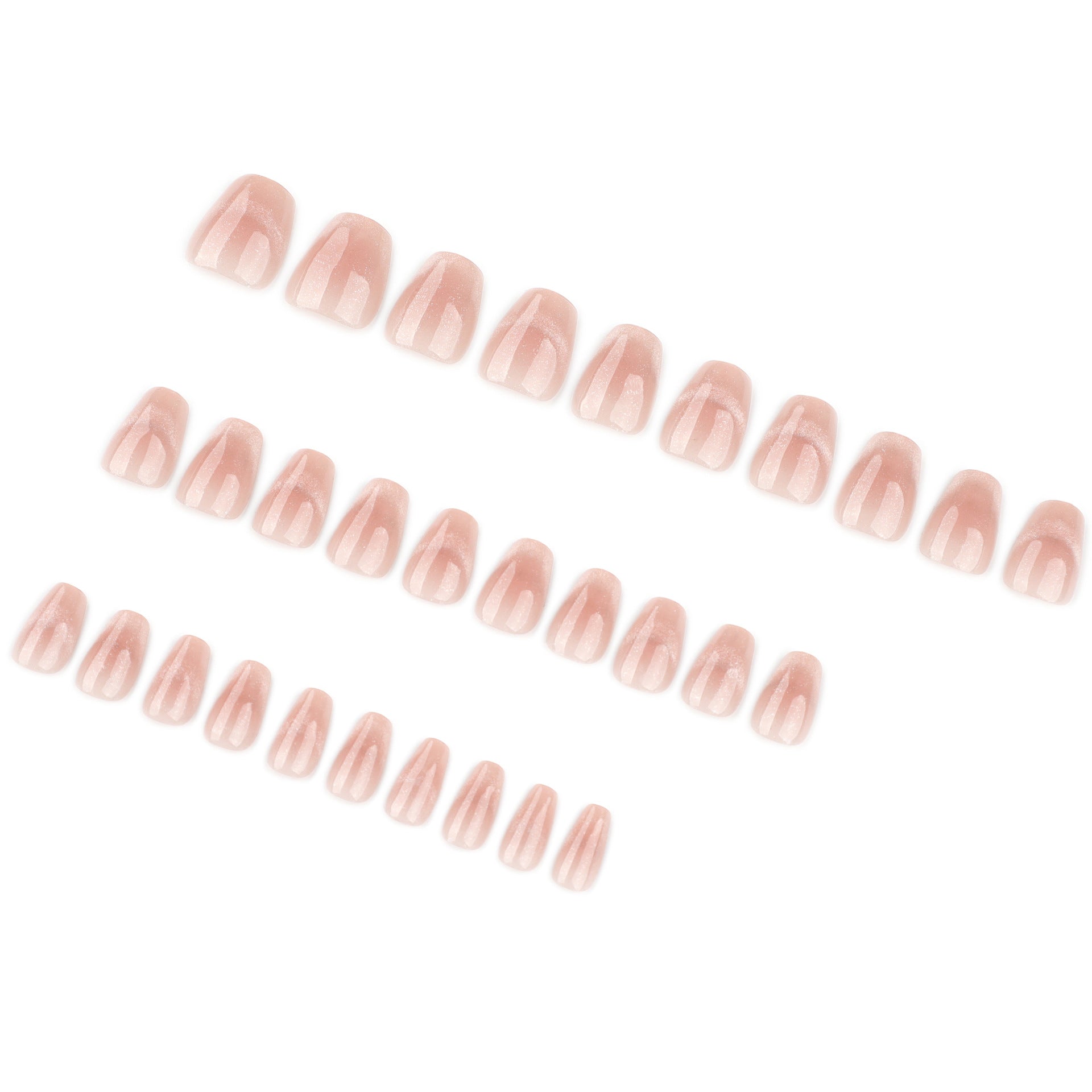 Soft Nude Gradient Glitter Squoval Press On Nails Set