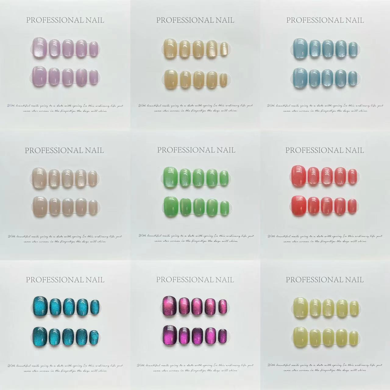 Colorful Glossy Short Press On Nails Collection Set