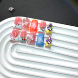 Colorful Crystal Butterfly Glossy Press On Nails