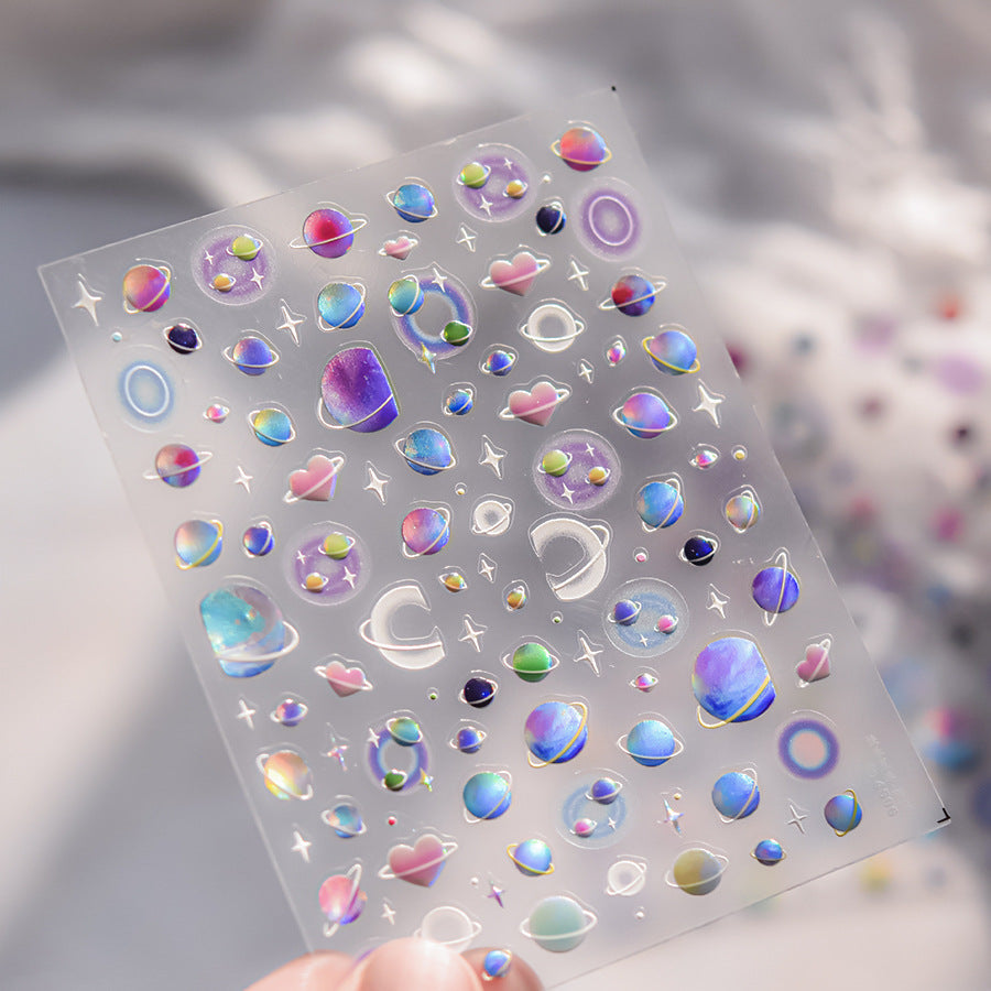Cosmic Planet Collection: "Galaxy Cat Eye" – 3D Glitter Nail Sticker
