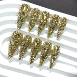 Gold K9 Crystal Luxury Stiletto Press-On Nails