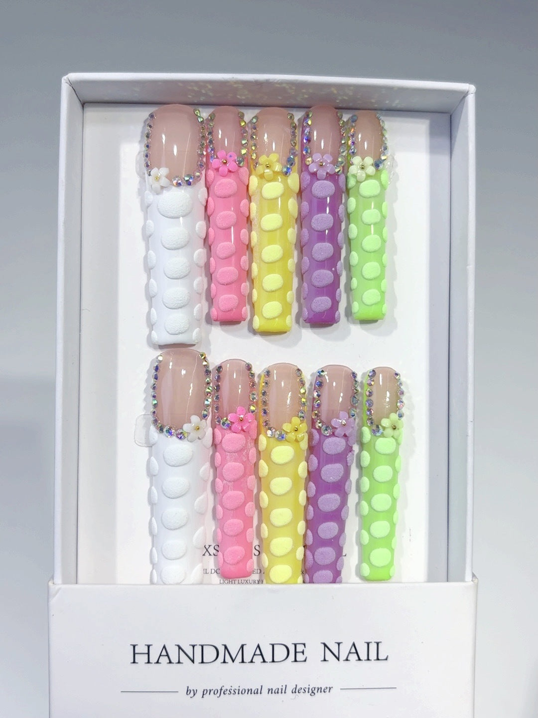 Pastel Candy Dot Playful Sculpted Press On Nails