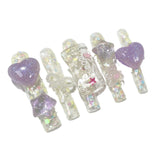 Uñas postizas de gel con corte a través de Ic, hechas a mano, súper largas, con diseño de agua, estilo caramelo, 365nails