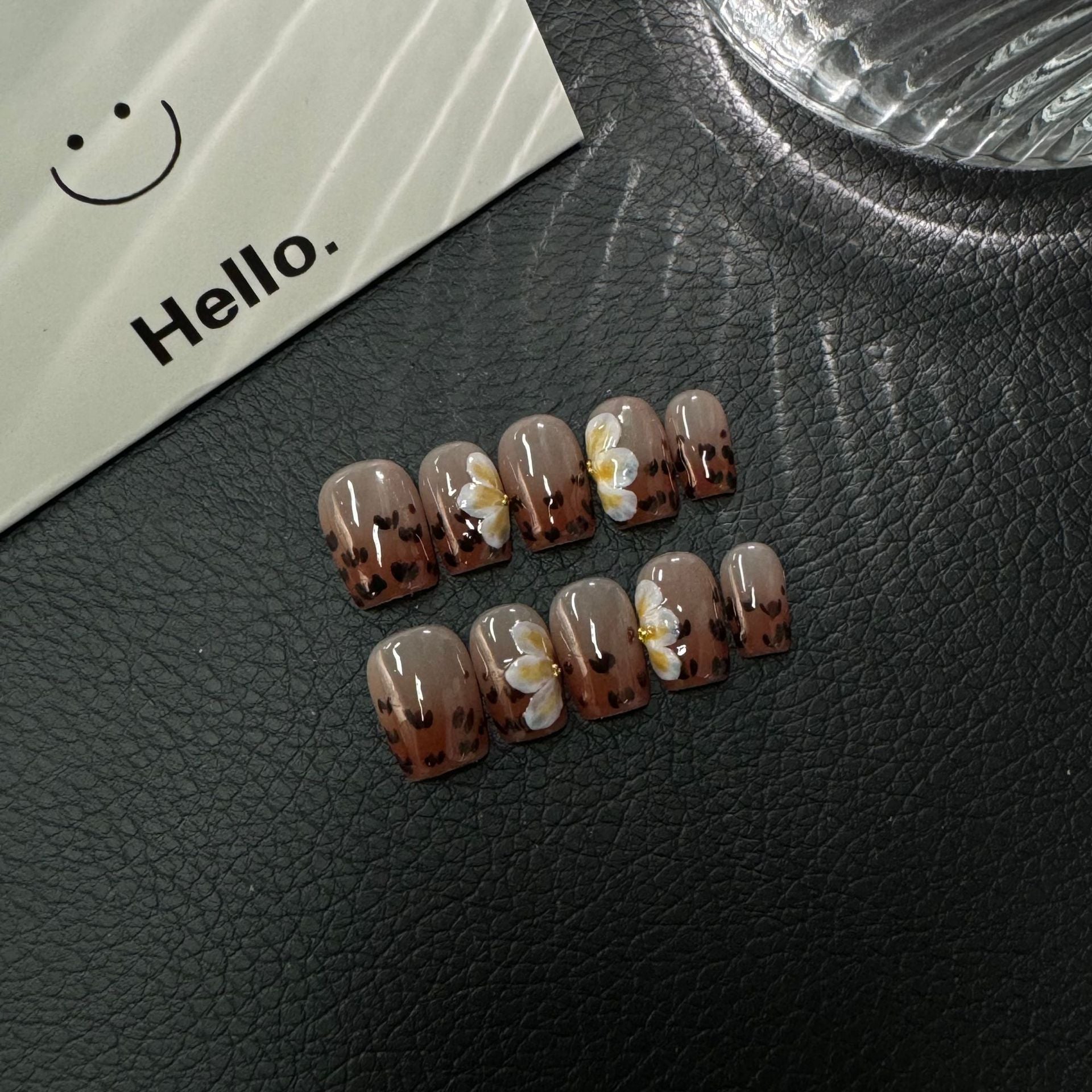 365nails: "Leopard Bloom" – 3D Floral Hand-Painted Animal Print Handmade Almond Nails