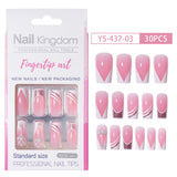 Press on nails Advanced Sense  French White Powder with Drill Finished Wearable Nail Removable Prefabricated Patch Nail Art