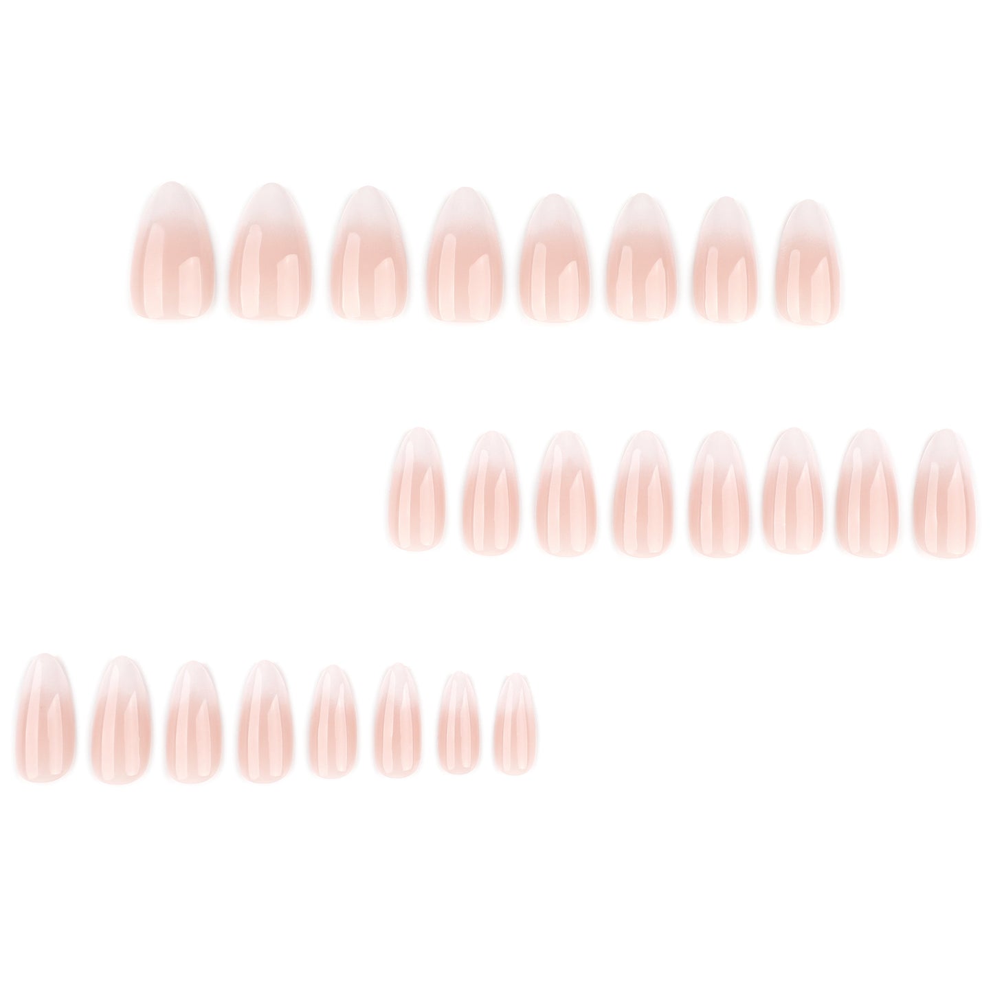 Gradually change French white simple almonds press-on nails