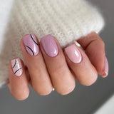 Solid color press on nails fake nails nails film short simple line press on nails sticker nails film wholesale｜365nails