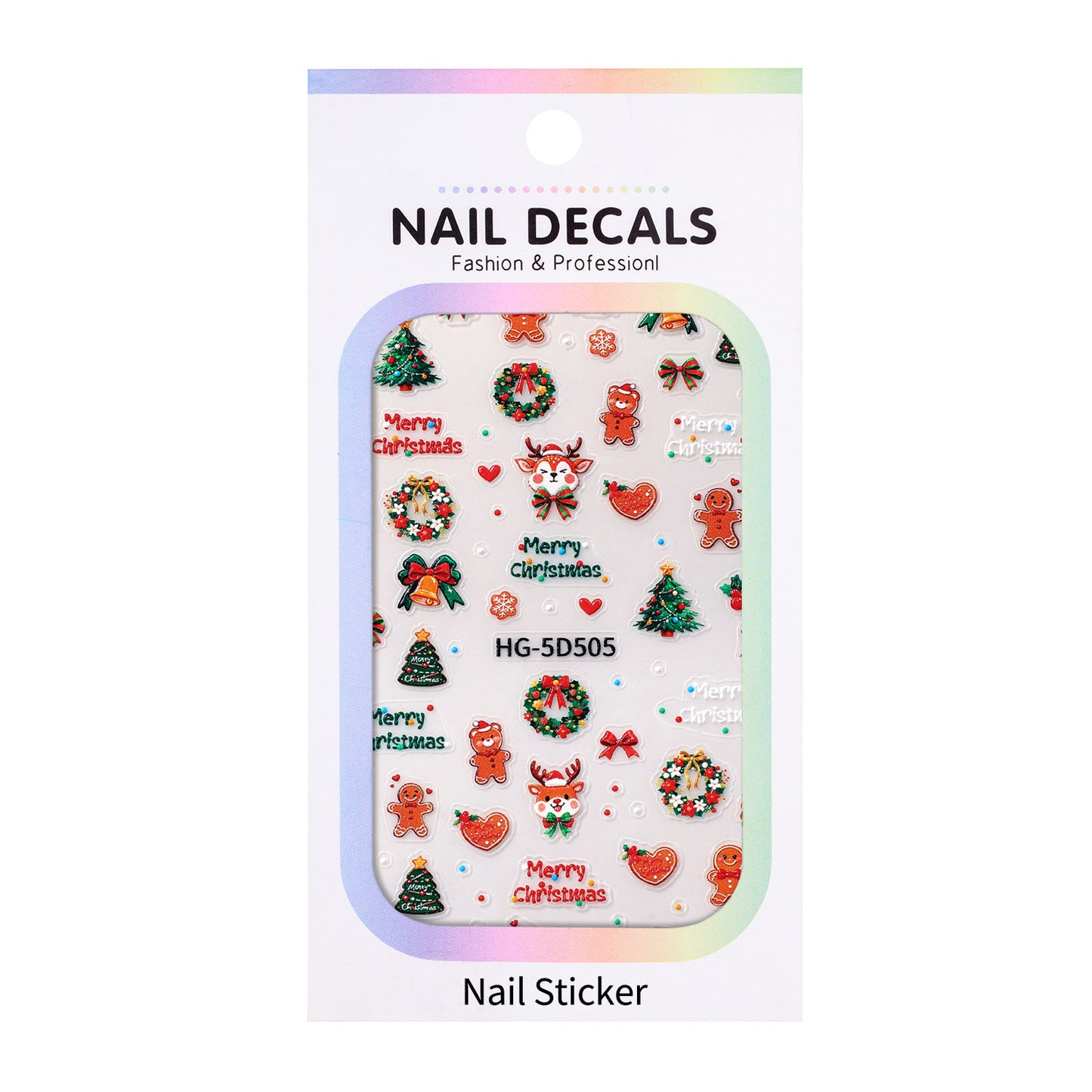 Original Christmas element nail art sticker 5D relief three-dimensional happy Christmas DIY nail sticker jewelry HG model