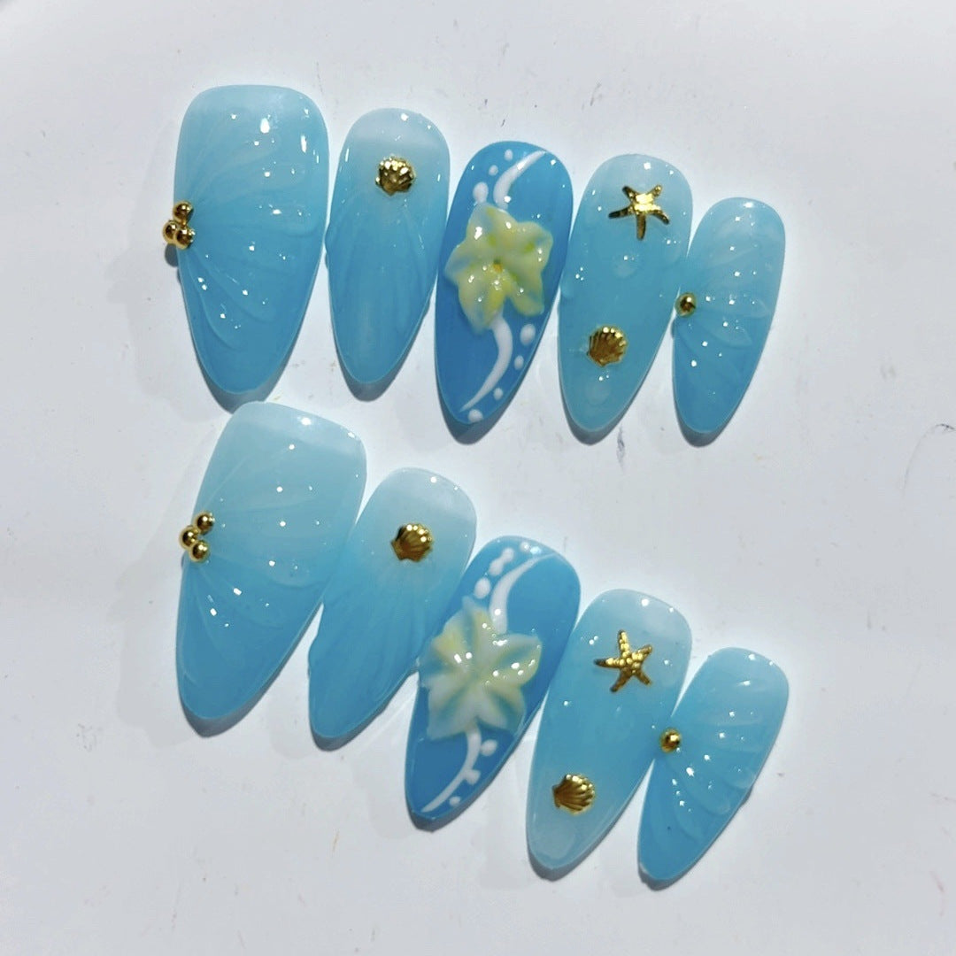 Ocean Breeze: "Estrela da Praia" – Unhas Postiças de Amêndoa
