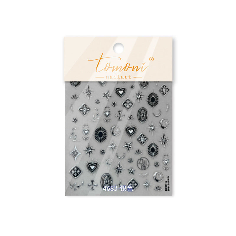 Vintage Gothic Ornament Collection: "Gilded Celestial" – 3D Metallic Nail Sticker