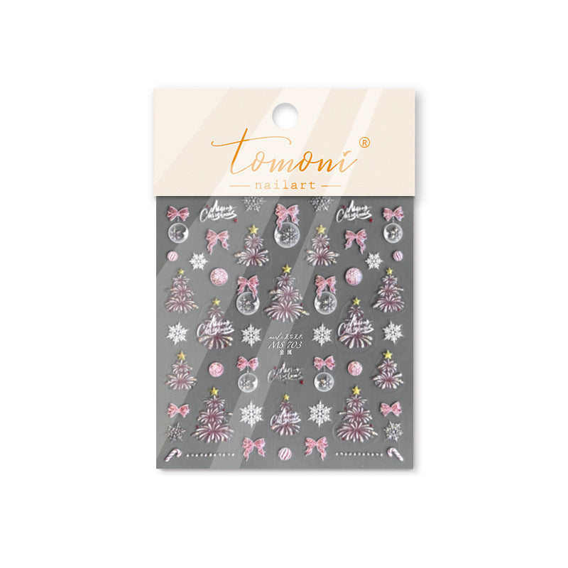 365nails: "Pink Christmas Tree & Bow" – nail art stickers