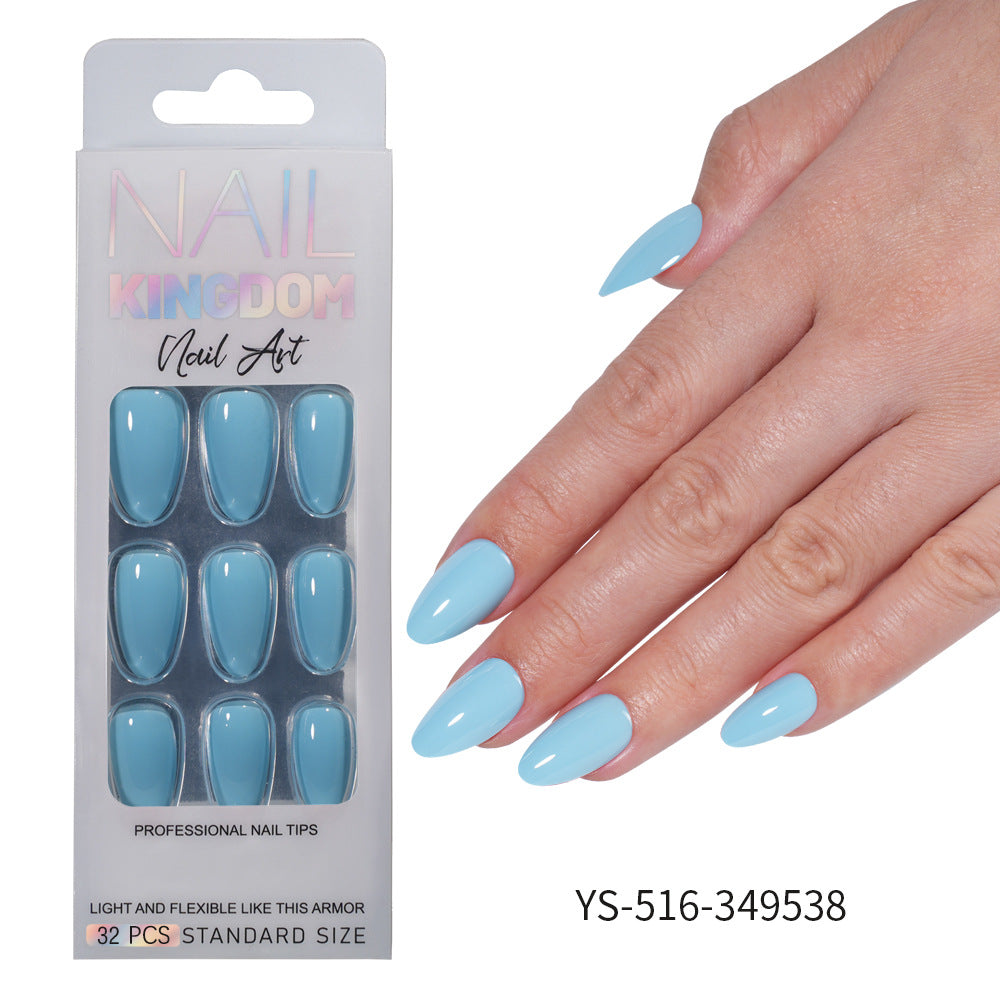 Press on nails Advanced Aurora Fine Flash Almond Short Nail Film Removable Fake Nail Prefabricated Solid Color  Nail Art Wholesale