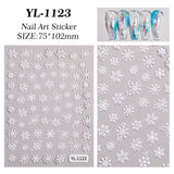 Winter Christmas Snowflake Nail Art Sticker 5D Embossed Three-dimensional White Hollow Snowflake Nail Sticker Ornament YL