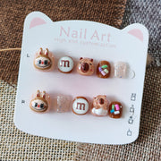 365Nails: "Labubu & Capibara Snack Time" – Handmade Cute Short Oval Press On Nails