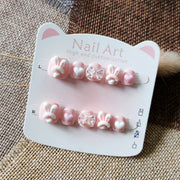 365nails-Pink Bunny Kids Series: "Sweet Bunny Ears" – Short Square Kids Nail Art