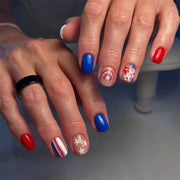 365nails: "All-Star Gingham" – Mix & Match Plaid Star Printed Oval Nails