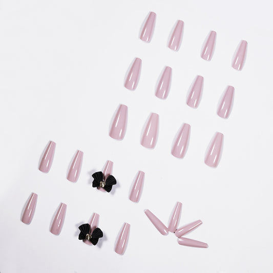 Long Ballet Wear Nail Finished Long Taro Purple Bow False Nail Nail Patch Nail Patch Removable｜365nails