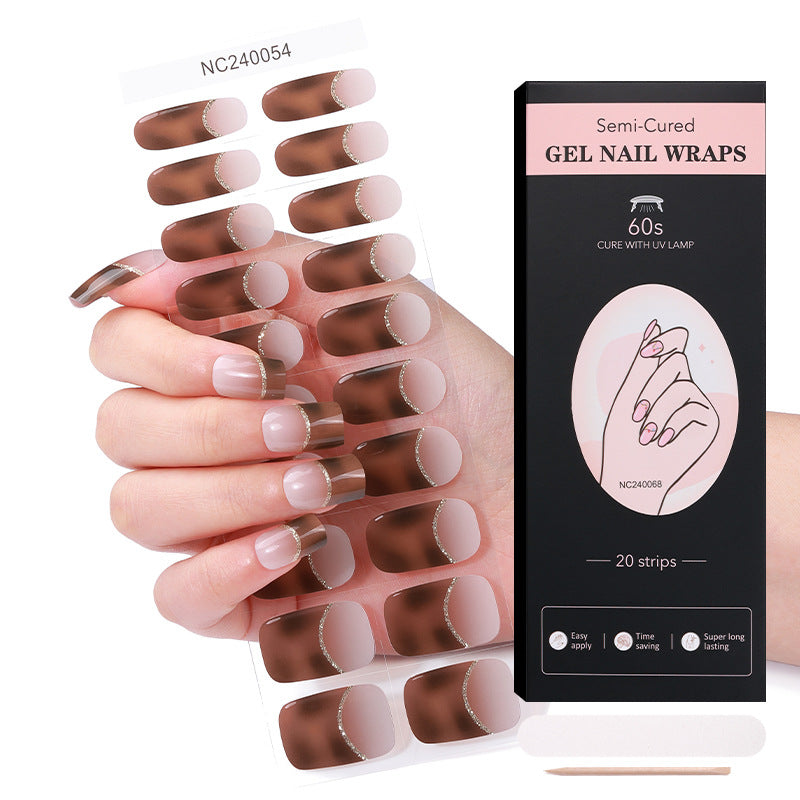 Semi-Cured Gel Nail Strips French Leopard Chic Mixed Designs (MOQ=3)