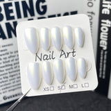 Handmade Press-on Nails Simple Spice Girl Aurora Nail Shining Solid Color  Almond Nail Wearing Fake Nails｜365nails