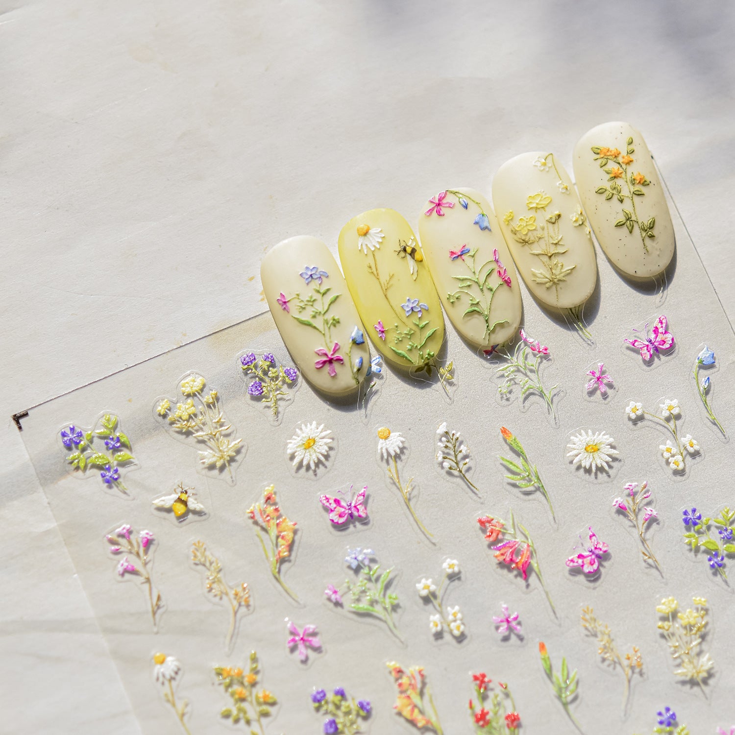 Wildflower Meadow Collection: "Fresh Petal" – 3D Embossed Nail Sticker