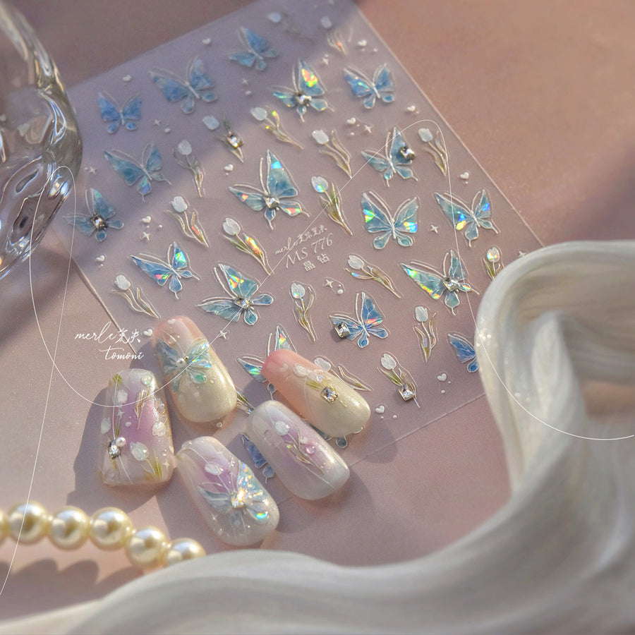 365nails: 라벤더 크리스탈 나비 네일 아트 스티커
