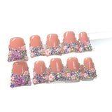 Soft Pink Crystal Floral Press On Nails