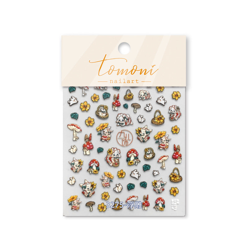 365nails: "Forest Bunny & Mushroom Embossed Set" – Nail Art Stickers
