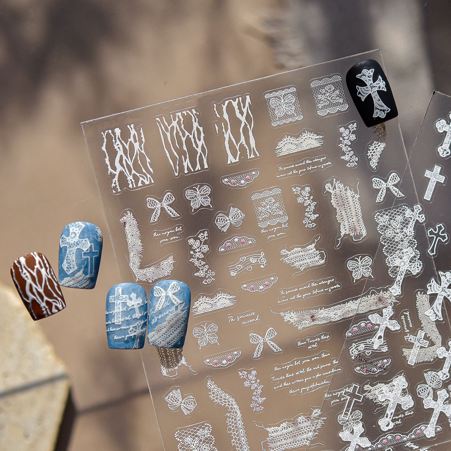 Gothic Cross Collection: "Sacred Cross" – 3D Embossed Nail Sticker