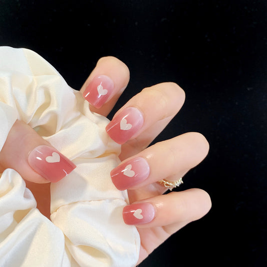 Nude transparent peach powder Press on nails finished fake nail nail nail  nail  removable nail soft nail｜365nails
