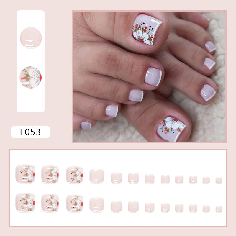 Novo produto para primavera e verão, unhas postiças postiças, unhas de pressão, ricas, floristas, folhas de arte para unhas, unhas postiças simples com acabamento francês｜365nails