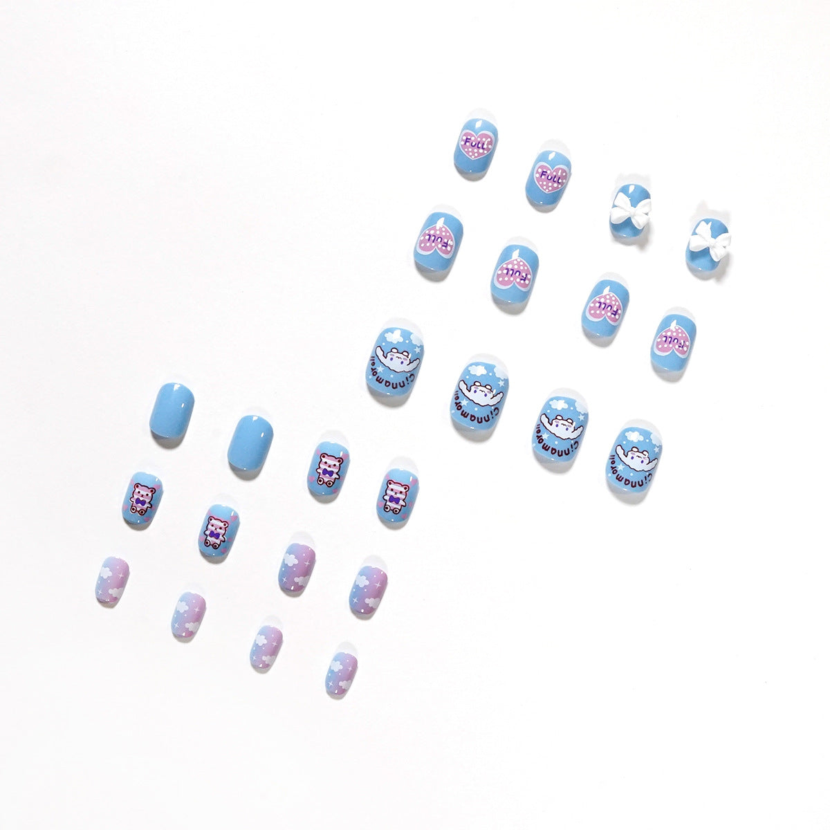 Uñas postizas Dream Sweetheart Bear, terminadas, removibles, venta de fábrica | 365nails