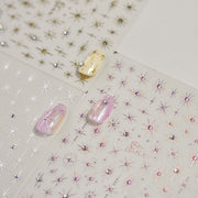 Holographic Starburst Nail Stickers – 3D Rhinestone Celestial Set