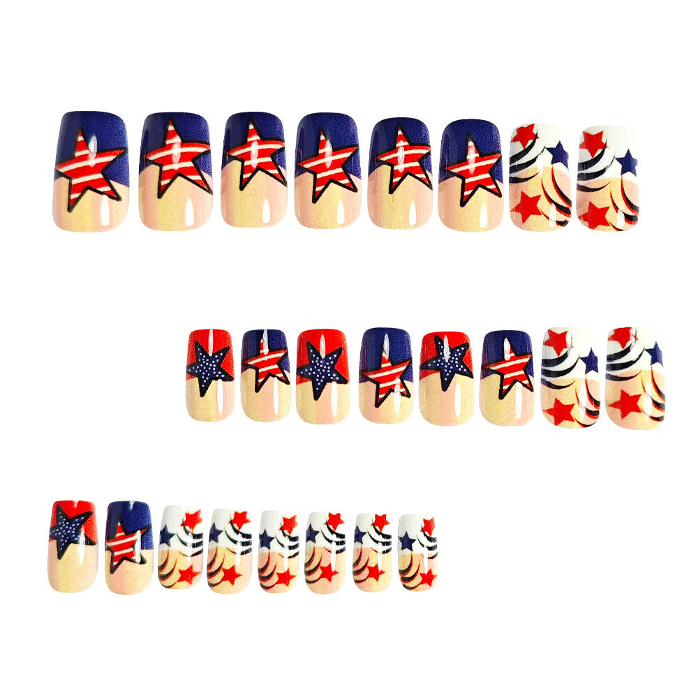 365nails: Independence Day Starlight French Square Press-On Nails