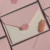 Romantic Blush Pink Envelope With Floral Wax Seal (MOQ=7)