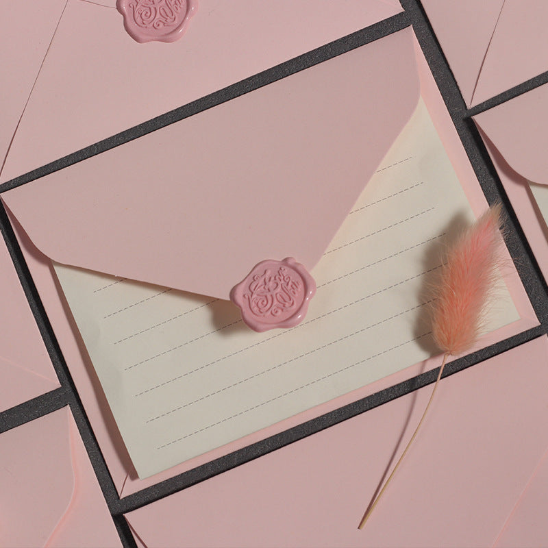 Romantic Blush Pink Envelope With Floral Wax Seal (MOQ=7)