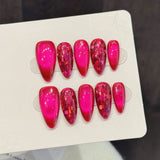 Hot Pink Glitter Cat-Eye Glam Nails
