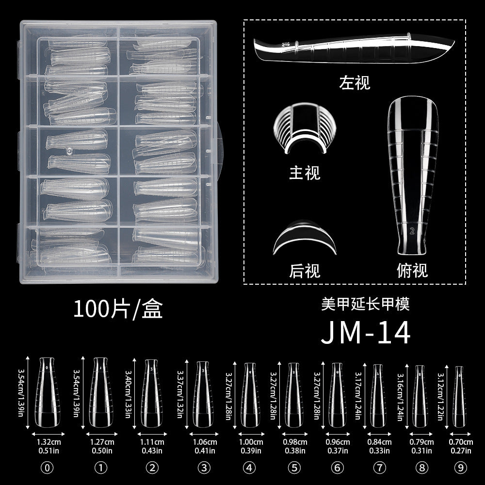 Nail Tips 120 transparent crystal nail molds, boxed with graduated crystal extension nail molds,  rapid phototherapy extension nail molds