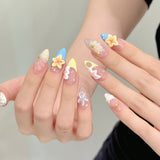 Tropical Flower Shell Texture Summer Press On Nails
