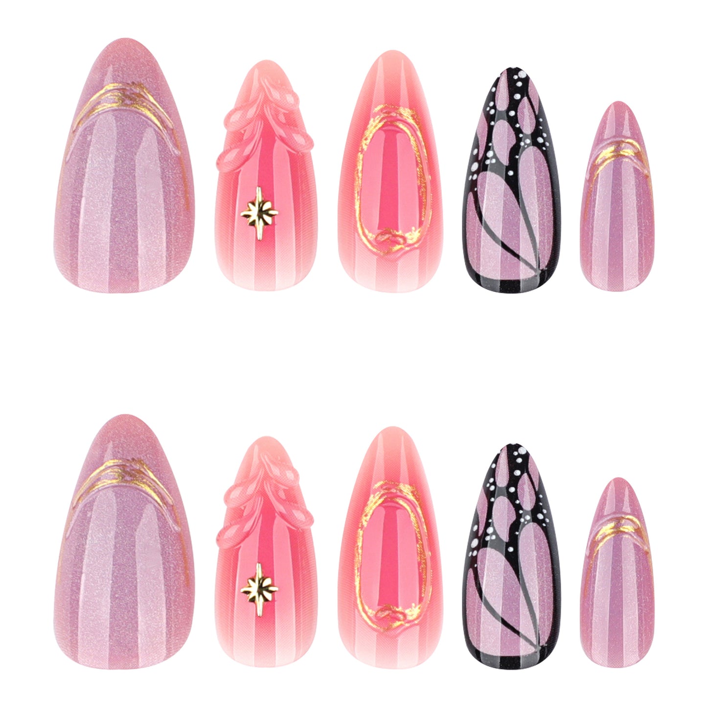 Glossy Nude Square Press On Nails with Silver Glitter Dots