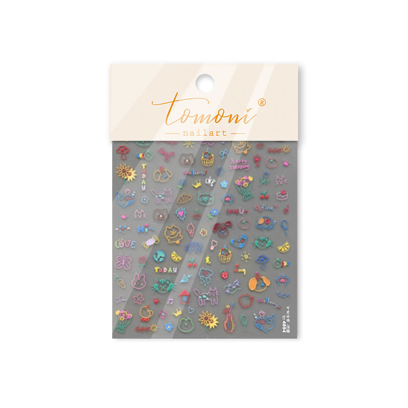 Colorful Doodle Mix – Playful Retro Nail Art Stickers