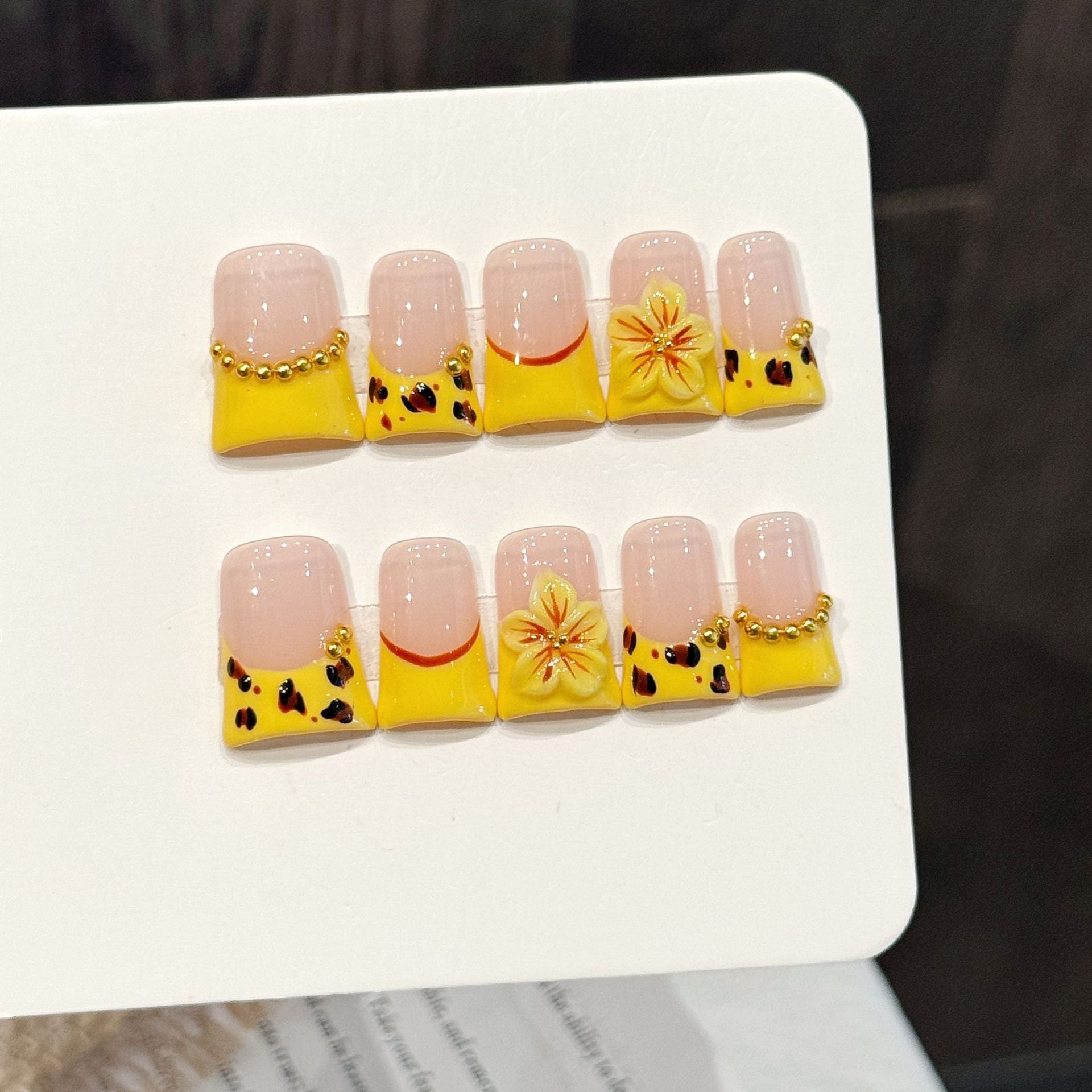Yellow Cherry Blossom Duckbill Press On Nails