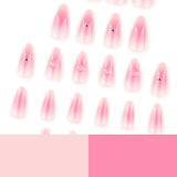 Simple blush short almond love point diamond press-on nails